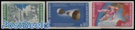 Space exploration 3v, imperforated, airmail
