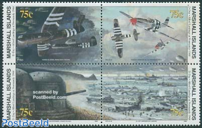 D-Day 4v [+], ('Horsa Gliders, Parachute Troops' on first stamp